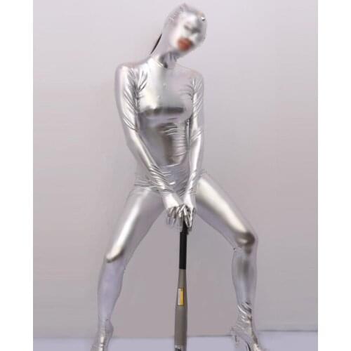 Woman Leotard U Leather Cosplay Full Coat Zentai Catsuit Bodycon Rompers Jumpsuit Stage One-piece Shapewear Straitjacket Dance