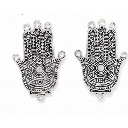 10pcs/lot 35*55mm Antique silver plated alloy charm hamsa hand charms for DIY bracelet & necklace