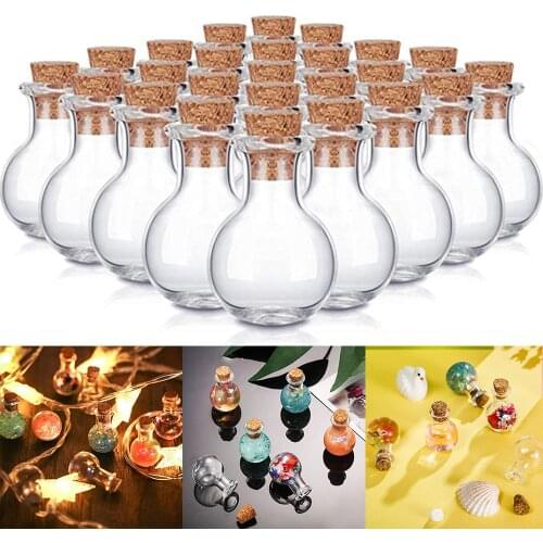 10pcs Mini Glass Bottle Small Tiny Clear Cork Jar Cork Glass Bottles Glass Wishing Stopper Diy Crafts Transparent Bottle B74725