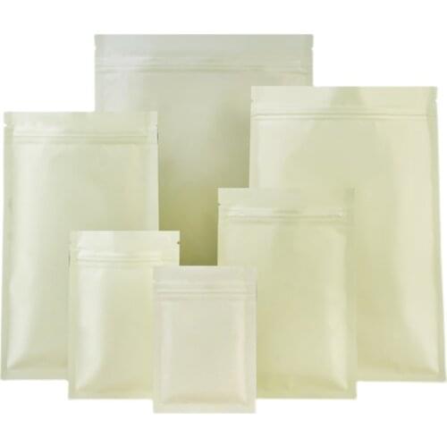 100Pcs Matte Yellow Aluminum Foil Zip Lock Bag Self Seal Tear Notch Reclosable Food Snack Candy Tea Dry Fruits Nuts Pouches