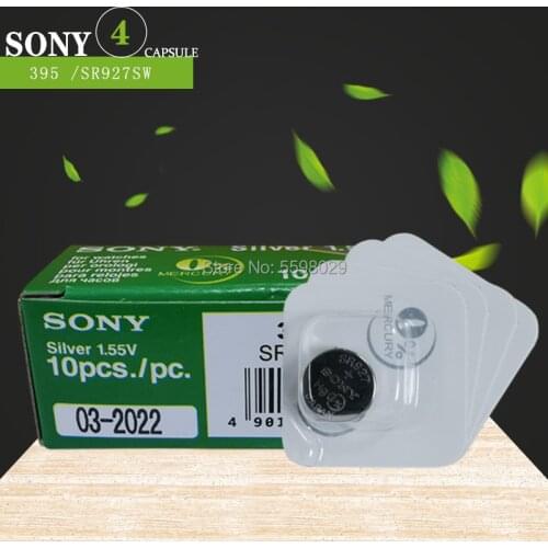 4pcs Fast Selling SONY AG7 Silver Oxide G7 LR57 LR927 SR927W 395 Coin Button Cell 1.55V For Watch Battery Single grain packing