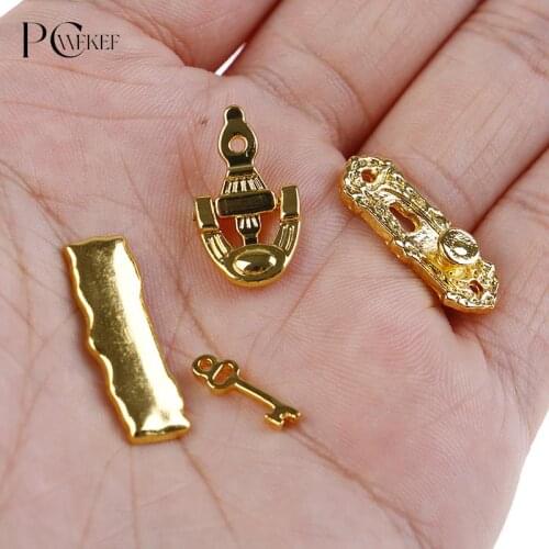 4PCS Metal Door Knocker Set 1:12 Dollhouse Hardware Miniature Accessories
