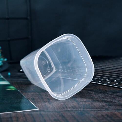 50pcs 500ML disposable square net red thick injection milk tea cup plastic beverage juice cup coffee tea packaging cups with lid