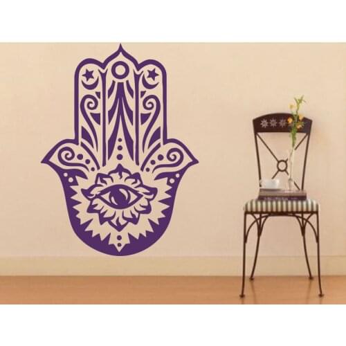 57x80 Art Home Wall Stickers Vinyl Decals Yoga Fatima Hand Hamsa Buddha Mural Nakleyka Na Stenu Wall Decal Bedroom Sticker Y-113