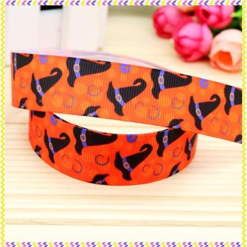 7/8'' Free shipping halloween printed grosgrain ribbon hairbow headwear party decoration diy wholesale OEM 22mm P4719