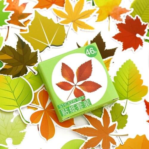 AAGU 46PCS/Lot Maple Leaf Adhesive Stickers Scrapbooking Album Photo Decorative Bullet Journal Stickers Stationery Stickers