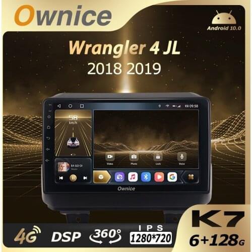 6G+128G Ownice Android 10.0 Car Multimedia Radio for Jeep Wrangler 4 JL 2018 2019 2 Din Audio 4G LTE 360 Quick Charge 1280*720