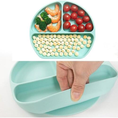Baby Safe Silicone Dining Plate Solid Cute Cartoon Children Dishes Suction Toddle Training Tableware Kids Feeding Bowls