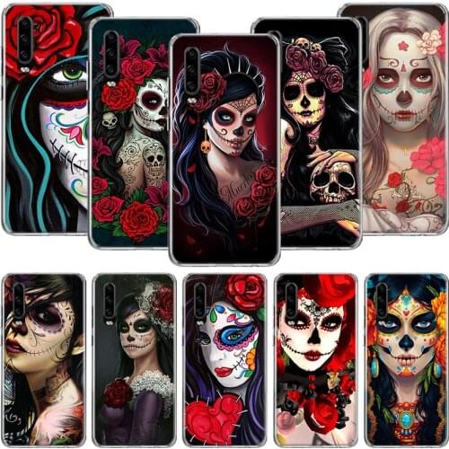 Catrina Beautiful Rose Girl Skull Phone Case For Huawei P30 P40 P20 P10 Mate 20 10 30 Lite Pro P Smart Z Plus Printing Cover Coq