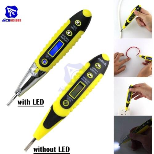 LCD Digital Display Voltage Detector Tester Tool AC DC Electric Test Pen 12-220V with LED Light 12-250V without LED Light