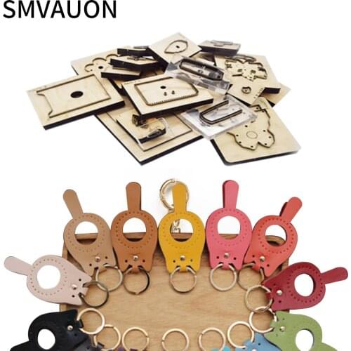 Wood Cutting Dies Diy Leather Christmas Cat Pendant Cute Ice Cream Cat Keychain Leather Tools