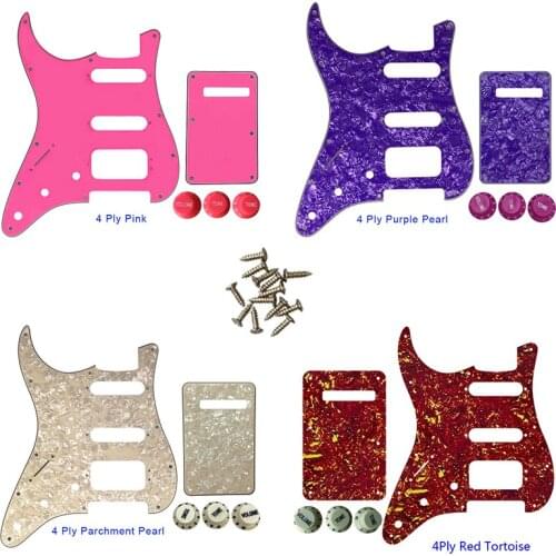 Guitar Parts-For US Left Handed 72' 11 Screw Hole Standard St Deluxe Humbucker Hss Guitar Pickguard & Back Plate & Control Knob