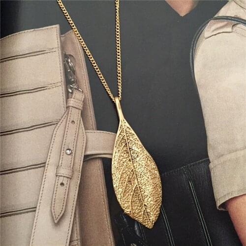 Bohemia Gold or Silver Color Leaf Pendant Long Necklace For Women Girl Casual Chic Elegant Gorgeous Sweater Matching Decoration