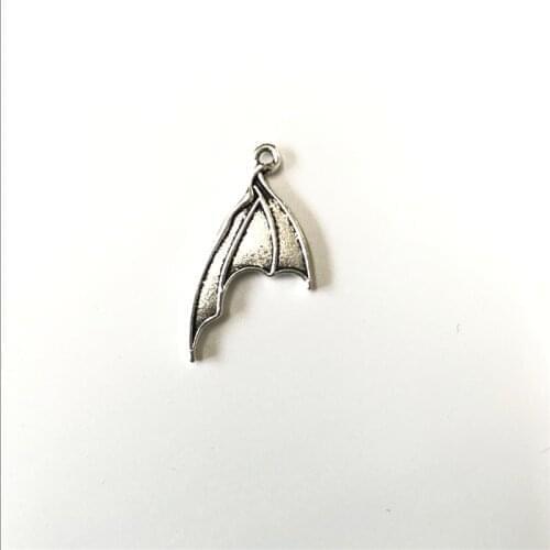 High Quality 20 Pieces/Lot 15mm*30mm Antique Silver Color Double-Sided Bat Wings Charm For Jewelry Making