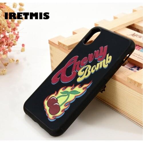 Iretmis 5 5S SE 6 6S TPU Silicone Rubber Phone Case Cover for iPhone 7 8 Plus X Xs 11 12 MINI Pro Max XR Cherry Bomb Print