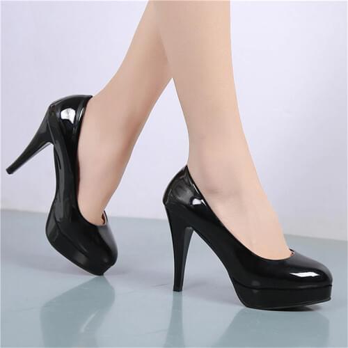 Classic Women Pumps PU Leather Super High Heel Pumps Autumn Solid Color Shallow Platform Fashion Office Ladies Work Shoes