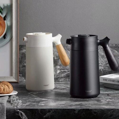 Percolator Espresso Coffee Pot Solid Wood Handle Simple Heat Resistant Coffee Pot French Press Graine De Cafe Coffee Supplies E5