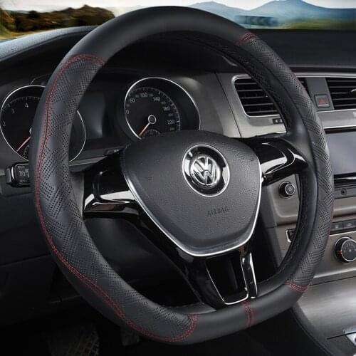 Car Steering Wheel Cover D Shape Leather For Volkswagen Golf 6 7 Polo Passat Tiguan 2016 2017 2018 For Kia Sportage Optima K5
