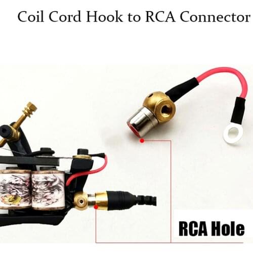 Red Tattoo Coil Cord Hook to Female Jack RCA Connector for Coil Tattoo Machine