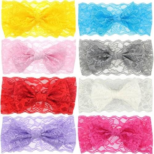 Hot Sale Lace Big Bow Baby Girl Elastic Headbands Hair Accessories Princess Headwear Newborn Elastic Hairband Photography Props