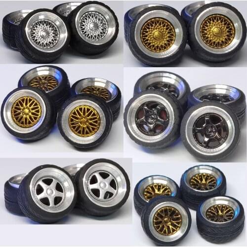 1/64 Model Car Parts TF Handmade BBS RS 7.5mm Wheels+Tire For inno/ tw/ tlv/ Kyosho
