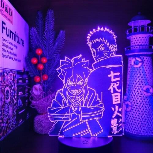 Naruto Uzumaki Boruto 3D Night Lamp Shippuden Night Lights Lamp Visual Table Colorful Lighting Xmas Gift Lampara Decor Illusion