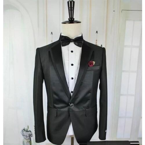 2021 New Fashion stitching Design Black Suit Men Business Banquet Wedding Mens Suits Jacket with Trousers Europe size