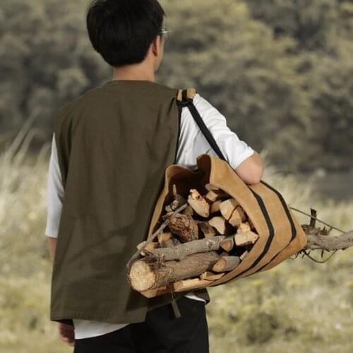 Newly Waterproof Firewood Bag Waxed Canvas Large Capacity Tear Resistant Portable Log Carrier Outdoor Indoor Camping Supplies
