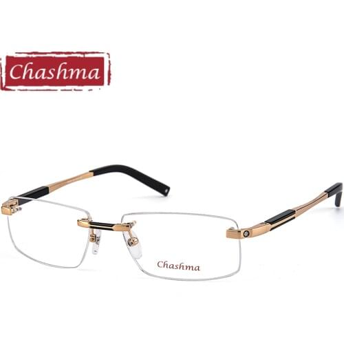 Chashma Top Quality Rimless Eyeglasses Titanium Glasses Frame Brand Optical Glasses Frame Men