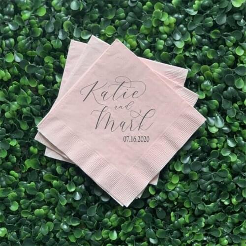 Personalized Wedding Napkins, Rehearsal Dinner, Engagement Party, Custom Bar Napkins, Wedding Napkins - Destination Wedding