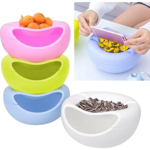 Plastic Fruit Dish Snacks Nut Melon Seeds Bowl Multifunctional Basket Peels Shells Fruit Skin Box Double Layer Candy Plate