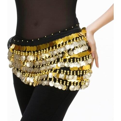 2018 Cheap Dancewear Women Bellydance Clothes Accessories Practice Hip Scarf 288 Coins Belt Gold Belly Dance Hip Belts