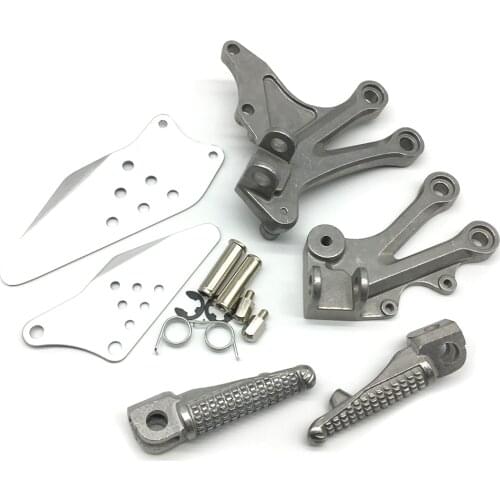 Motorcycle Silver Front Rider Foot Pegs Footrest Bracket Fit For Kawasaki Ninja ZX10R 2004-2005