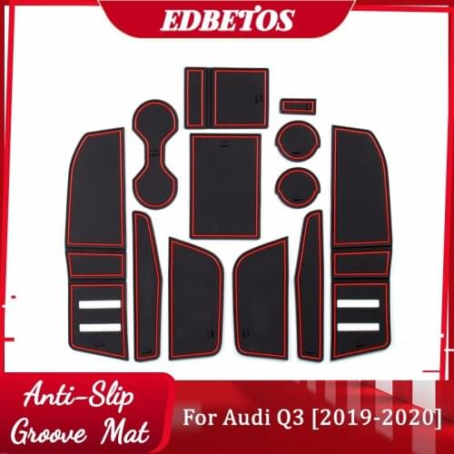 For Audi Q3 2019 2020 Gate Slot Coaster Mat For Audi Q3 Anti-Slip Dirty Car Door Groove Mat Center Console Liner Accessories
