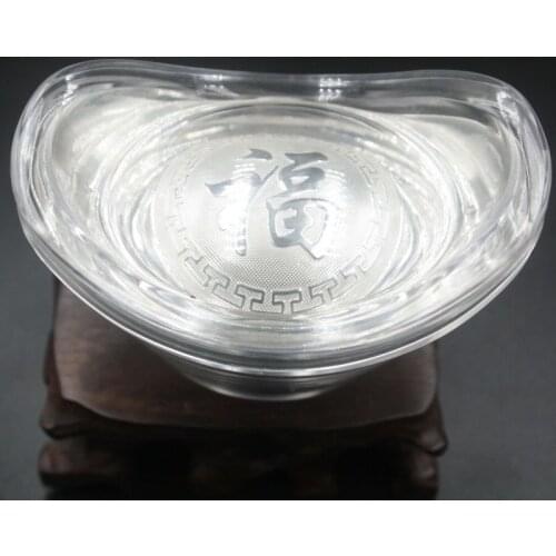 Real 999 Sterling Silver Luck Fu Word Dragon Pattern Yuanbao Ingot Pendant 100g / Collection