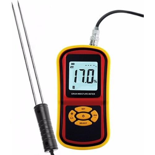 Portable Digital Grain Moisture Meter Range 5~30%, Temperature -10~60degC w/ LCD Display Compact High Quality Rice Corn Wheat
