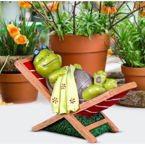 Garden Statue Tortoise Recliner Decor Simulation Tortoise Resin Sculpture Animal Crafts Garden Patio Landscape Garden Decoration