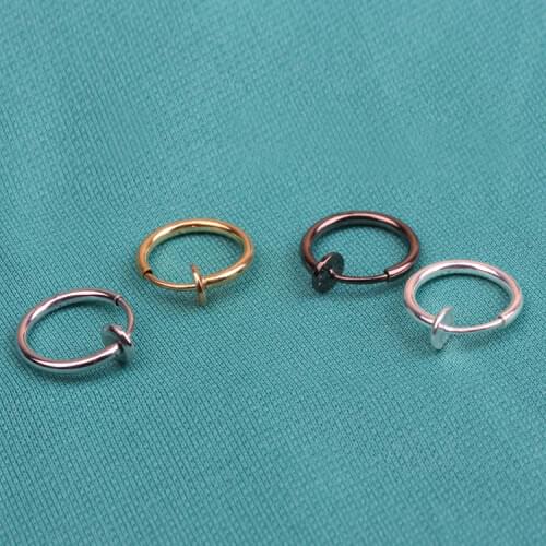 1Pcs 10mm Fashion Punk Clip On Fake Piercing Nose Lip Hoop Rings Earrings 4 Colors Can Dropshiping