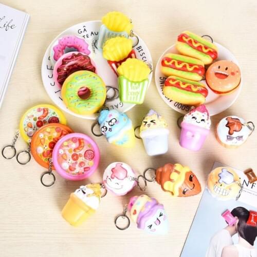 Squishy Toys Slow Rising Scented Patterns Key Chain Mobile Phone Strap Stress Relief Squeeze Doll