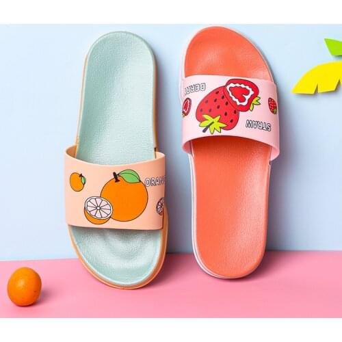 Womens Slippers Spring Summer Fruit Pattern Line Slippers Home Indoor Slippers Soft Non Slip Bathroom Big Size Slippers 36-41