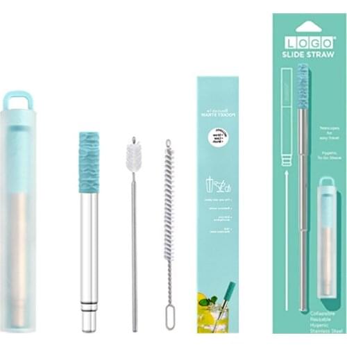 Telescopic Drinking Straw Stainless Steel Portable Straw Reusable Straws Camping Supplies With Cleaning Brush And Storage Box