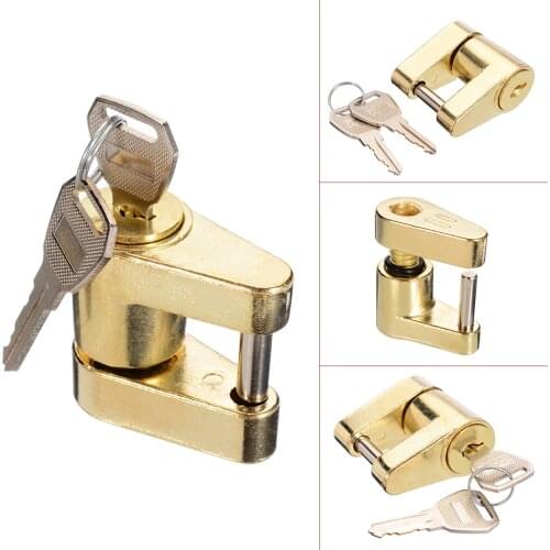 Treyues Anti-theft Trailer Hitch Coupler Lock Zinc Alloy 1/4-turn lock activation Boat Coupler Receiver Lock with 2 Copper Keys