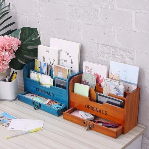 Solid Wood Home Remote Control Storage Box Office Desktop Desk Finishing Box File Rack