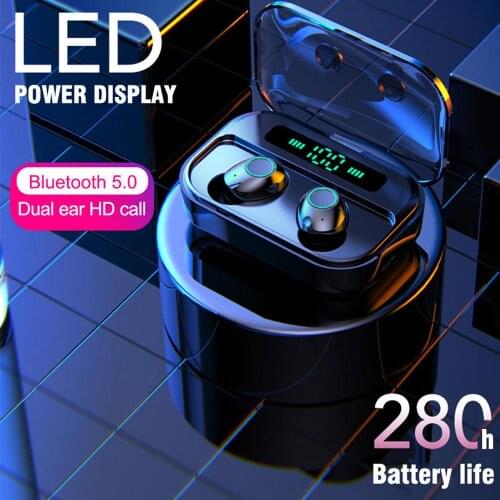 TWS Wireless Headsets M7 5.0 Earphone IPX7 LED Power Display Sport Stereo Cordless Earbuds Headphone with Charging Box