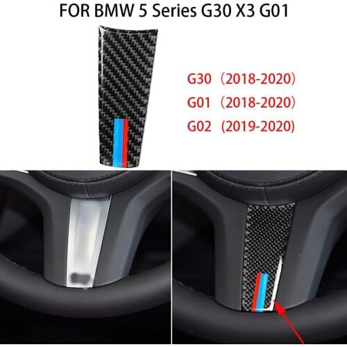 Carbon fiber automotive steering wheel button frame decoration, suitable For BMW 5 series G30 G38 X3 G01 G08 stickers
