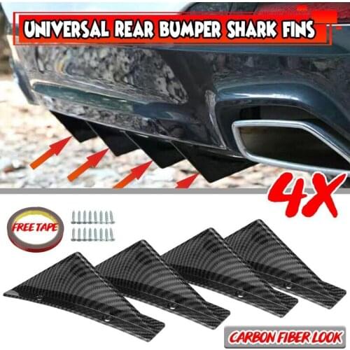 Universal 4Pcs Car Rear Bumper Lip Diffuser Shark Fins Spoiler for GOLF MK5 MK6 MK7 MK7.5 MK8 For- A3-A8 TT