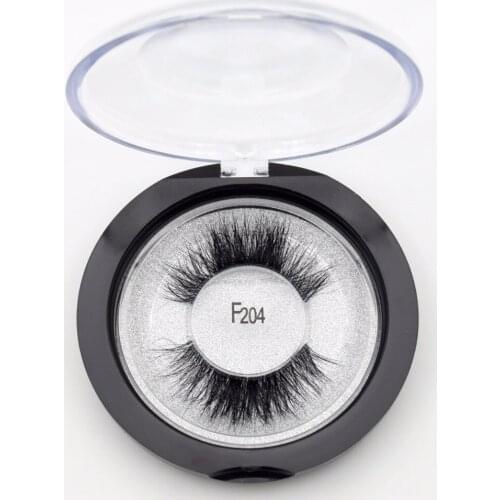 Visofree mink lashes 3d mink eyelashes handmade false eyelash transparent band fake eyelashes thick lashes round box makeup F204