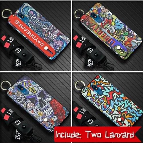 Kickstand Waterproof Phone Case For LG K40 For Man TPU Graffiti Soft Case Durable Lanyard