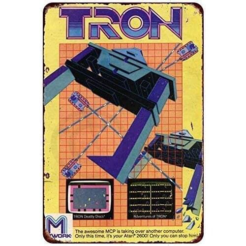 Wisesign Wall Decor Atari 2600 Tron Video Game Ad Art - Letrero de metal personalizado (8 x 12)