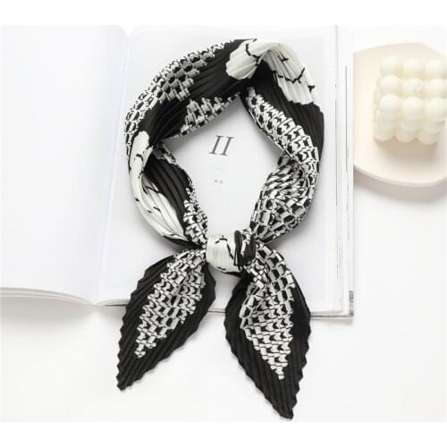 Scrunchie Silk Scarf For Women Flowers Print Square Shawl Hair Band Neckerchief Female Headbands Wraps Foulard Hijab Bandana